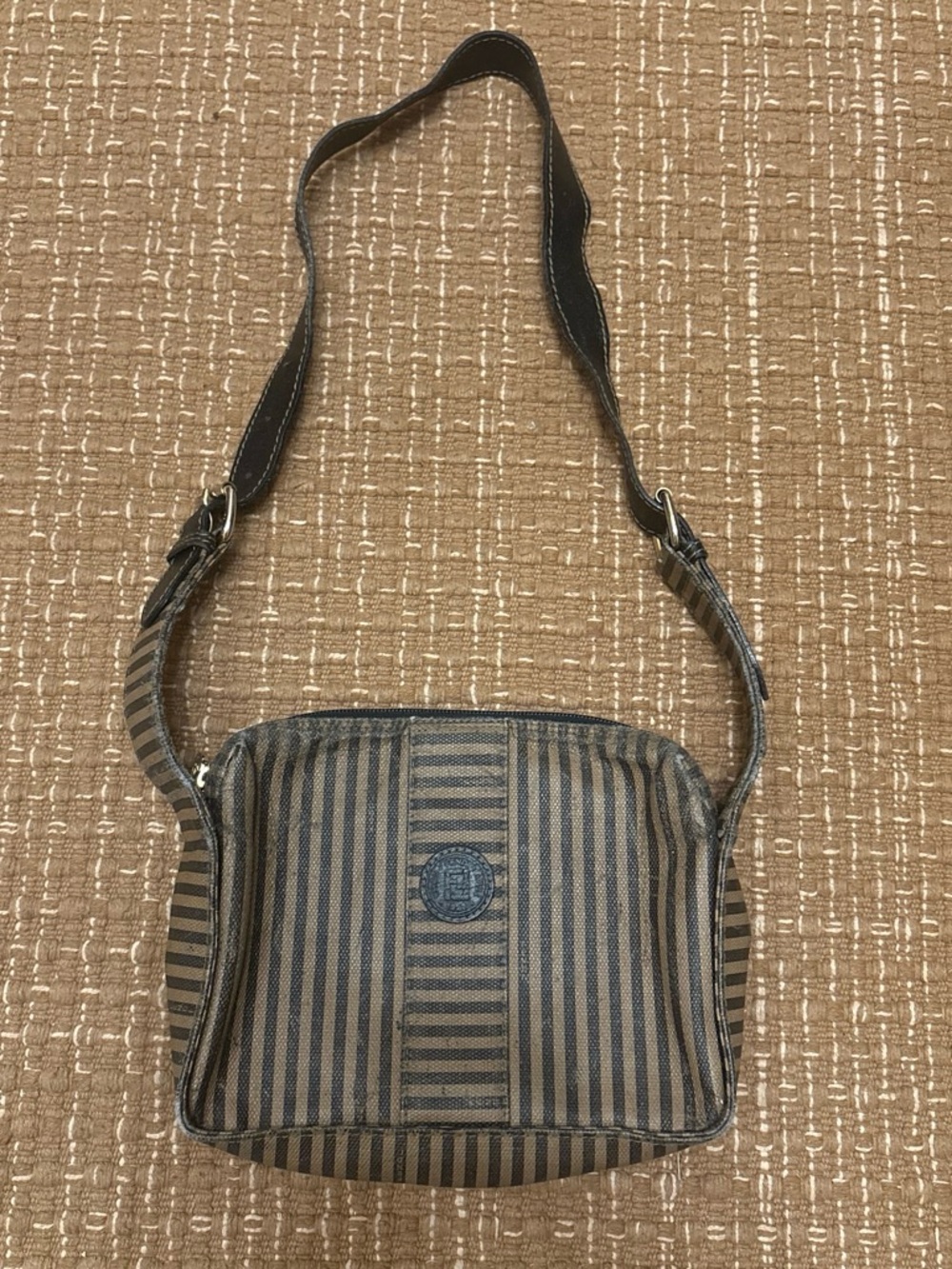 Fendi Brown and Black Striped Messenger Bag